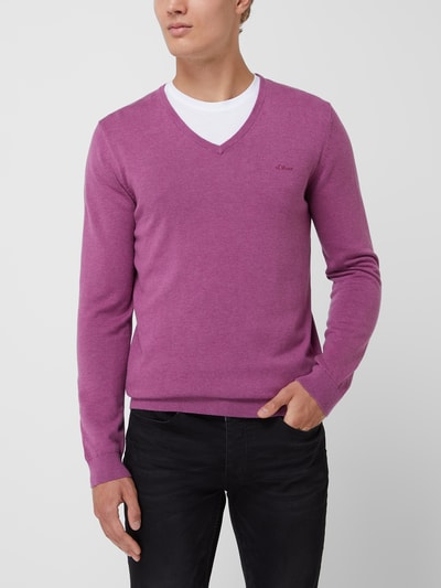 s.Oliver RED LABEL Strickpullover mit V-Ausschnitt Fuchsia 4