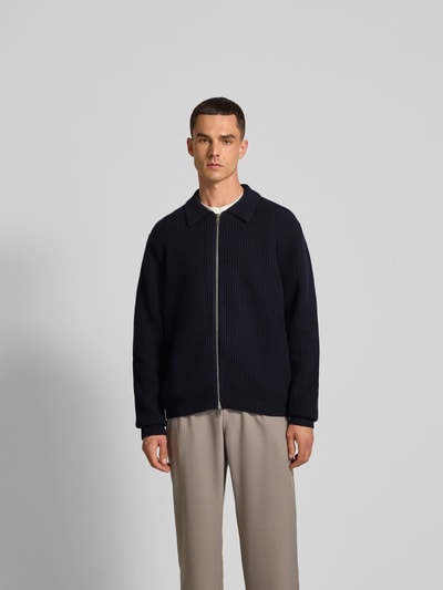 Filippa K Regular Fit Jacke in Strick-Optik Marine 4