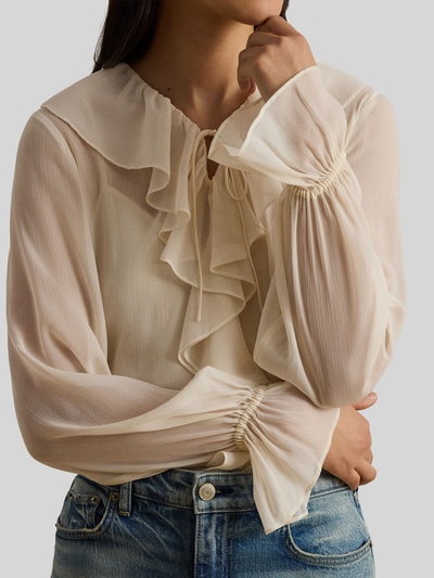 Lauren Ralph Lauren bluzka o kroju regular fit z kołnierzem z falbanami Écru 3