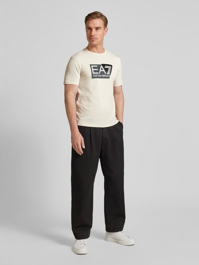 EA7 Emporio Armani T-shirt met labelprint Offwhite - 1