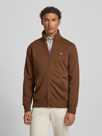 GANT Sweatjacke mit Label-Stitching Hellbraun 4