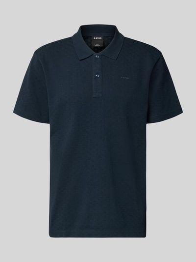 Produktfoto, Regular Fit Poloshirt mit Logo von G-Star Raw aus Reine Baumwolle, Knopfleiste, dunkles Blau, glatte Struktur, Rückenlänge 74 cm bei Größe M