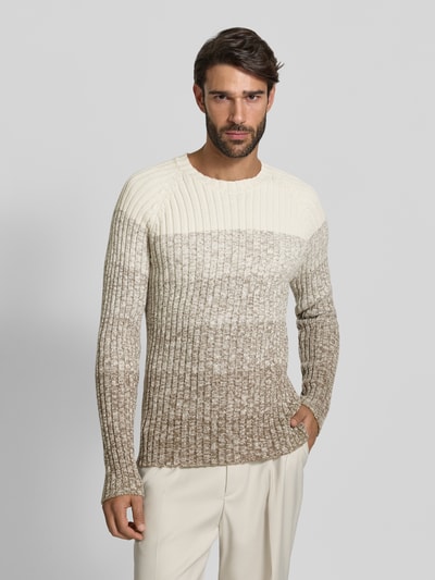 JOOP! Collection Sweter o kroju slim fit z efektem dzianiny model ‘Maximilio’ Beżowy 4