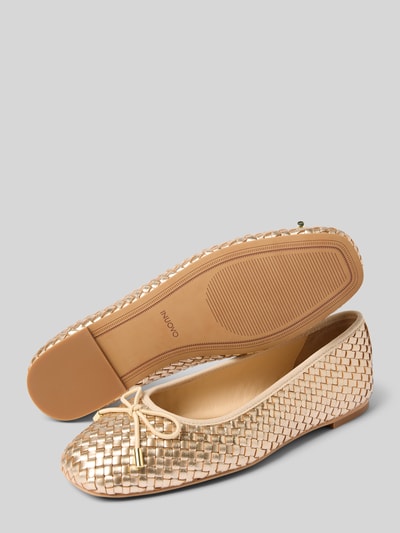 INUOVO Ballerina's van leer met strikdetail Goud gemêleerd - 4