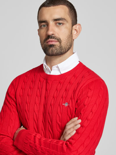 Gant Strickpullover mit Zopfmuster Rot 3