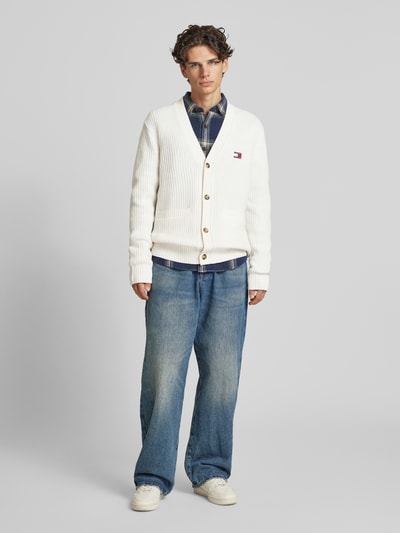 Tommy Jeans Cardigan mit Label-Badge Offwhite 1