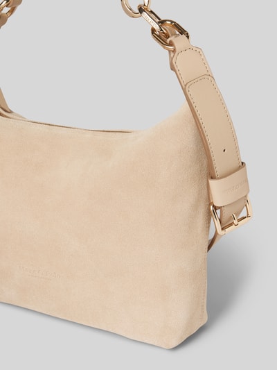 Marc O'Polo Crossbody Bag aus weichem Velours-Rindleder mit golden glänzenden Details Sand 3