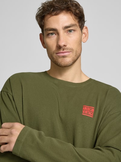 American Vintage Longsleeve mit Label-Print Khaki 3