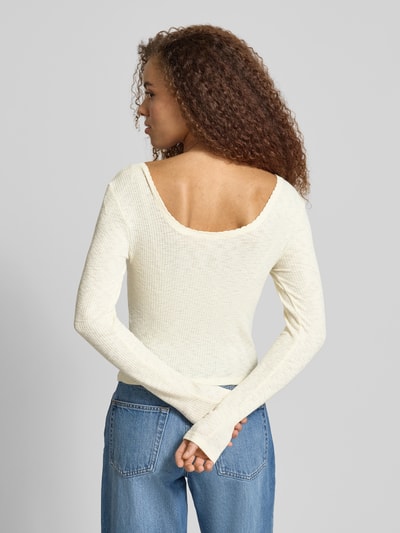 ONLY Slim Fit Langarmshirt mit Baumwoll-Anteil Modell 'JULIANE LIFE' Ecru 5