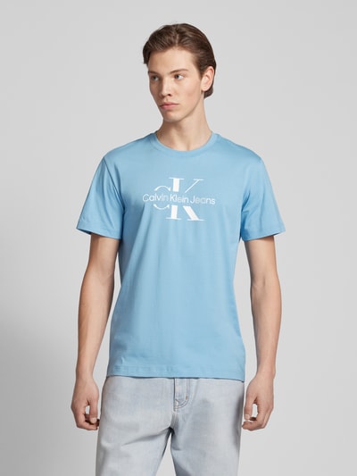 Calvin Klein Jeans T-shirt met logoprint Lichtblauw - 4