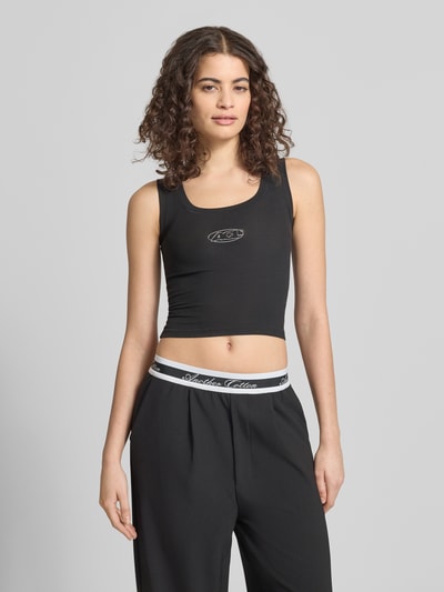 ANOTHER COTTON LAB Slim Fit Top mit Logo-Print Black 4