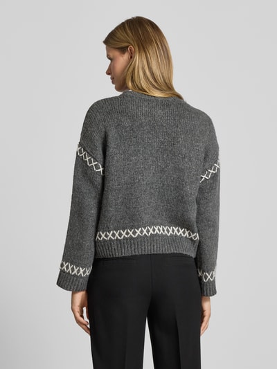 Only Comfort Fit Strickpullover mit Kontrastdetails Modell 'AMANDA LIFE' Anthrazit Melange 5