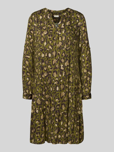 Milano Italy Knielanges Kleid mit Tunikakragen Khaki 2