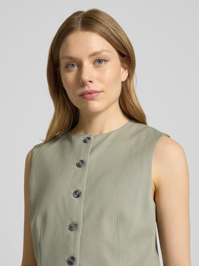 Samsøe Samsøe Gilet met ronde hals, model 'SARUMA' Olijfgroen - 3