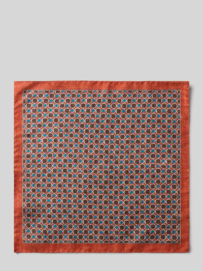 Produktfoto, Einstecktuch aus reiner Seide von Verugia, quadratisches Design, 30 x 30 cm, rot-blau gemustert, glatte Textur