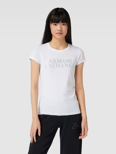 ARMANI EXCHANGE T-Shirt mit Strasssteinbesatz Weiss 4