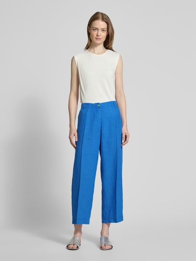 Brax Straight Leg Leinenhose mit verkürztem Schnitt Blau 1