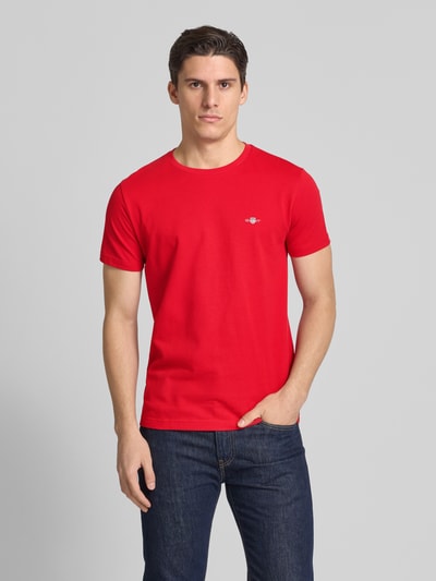 Gant Slim Fit T-Shirt mit Label-Stitching Rot 4