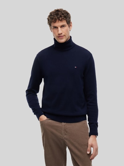 Tommy Hilfiger Regular Fit Rollkragenpullover aus Baumwoll-Kaschmir-Mix Marine 4