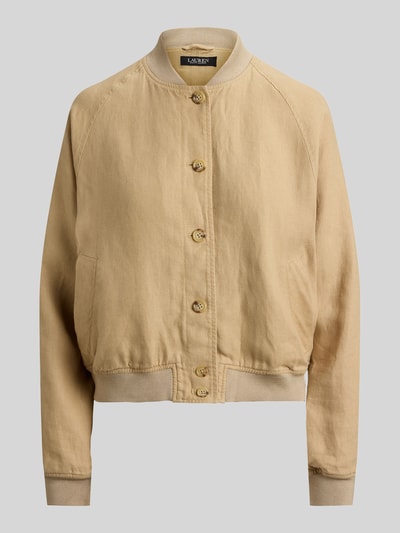 Lauren Ralph Lauren regular fit bomberjack van puur linnen Middenbruin - 2
