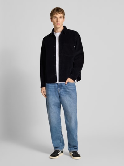 REVIEW Koszula sztruksowa o kroju regular fit z detalem z logo Czarny 1