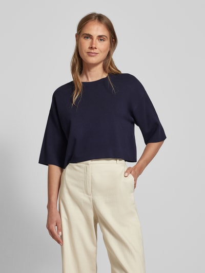 Weekend Max Mara Kort gebreid shirt met ronde hals, model 'AMATO' Marineblauw - 4