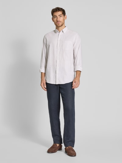 Christian Berg Men Regular Fit Freizeithemd aus Baumwoll-Mix mit Leinen-Anteil Sand 1