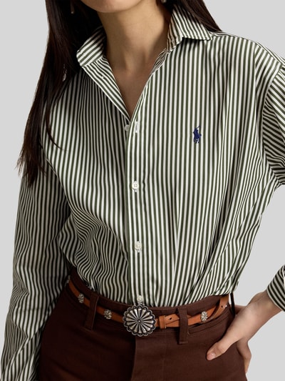 Polo Ralph Lauren Relaxed Fit Hemdbluse aus reiner Baumwolle mit Logo-Stitching Hellgrau 3