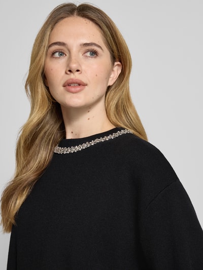 ICHI Strickshirt mit Ziersteinbesatz Modell 'DORISE' Black 3