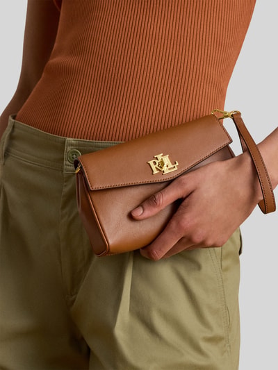 Lauren Ralph Lauren Schoudertas van echt leer met afneembare draagketting Cognac - 4