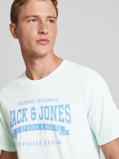 Jack & Jones T-shirt met labelprint Lichtblauw gemêleerd - 3