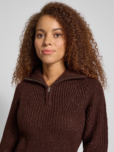 Tommy Jeans Regular Fit Troyer mit Woll-Anteil Modell 'NEP' Dunkelbraun 3