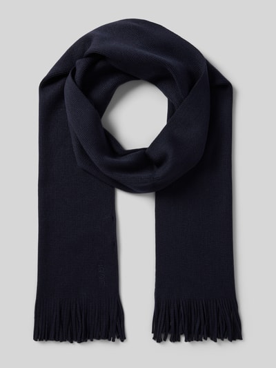 JOOP! Collection Sjaal van wolmix met franjes Marineblauw - 1