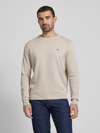 Fynch-Hatton Gebreide pullover met logostitching Offwhite - 4