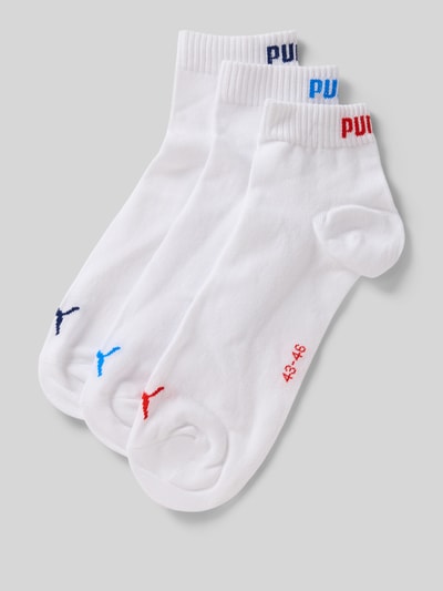 Produktfoto, Socken mit Label-Details im 3er-Pack von PUMA aus weißem Baumwoll-Mix, dehnbare Rippenbündchen, körpernahe Passform
