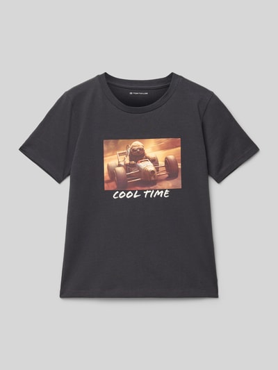 Tom Tailor Regular Fit T-Shirt aus reiner Baumwolle Graphit 1