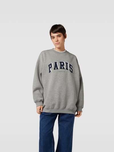 Anine Bing Oversized Sweatshirt mit Label-Print Hellgrau 4