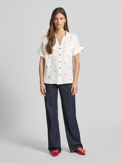 VERO MODA Bluzka o kroju comfort fit z czystej wiskozy model 'BUMPY' Biały 1