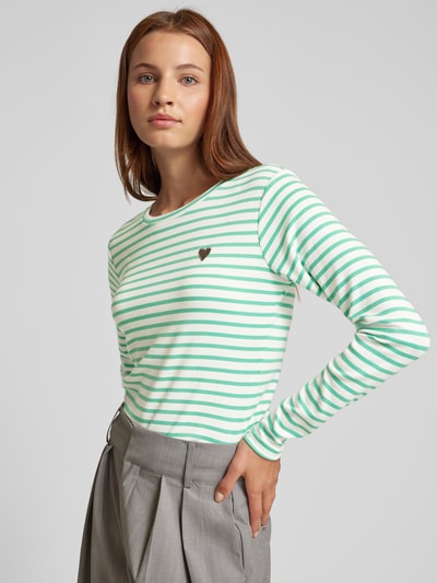 Kaffe Shirt met lange mouwen en streepmotief, model 'Liddy' Groen - 3