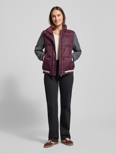 Milano Italy Kurtka pikowana ze stójką Bordowy 1