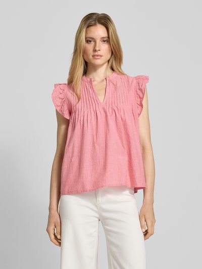 mbyM Regular Fit Blusentop mit gelegten Falten Modell 'Gemala' Rot 4