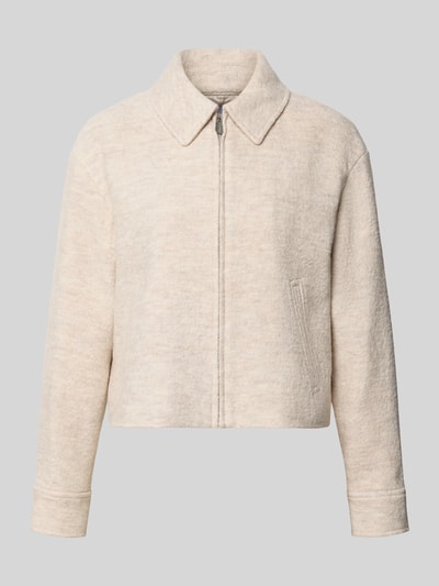 Produktfoto, Regular Fit Blazer aus Viskose-Woll-Mix mit Eingrifftaschen von COMMA, beige Farbe, Reißverschluss, weiche Textur, Umlegekragen