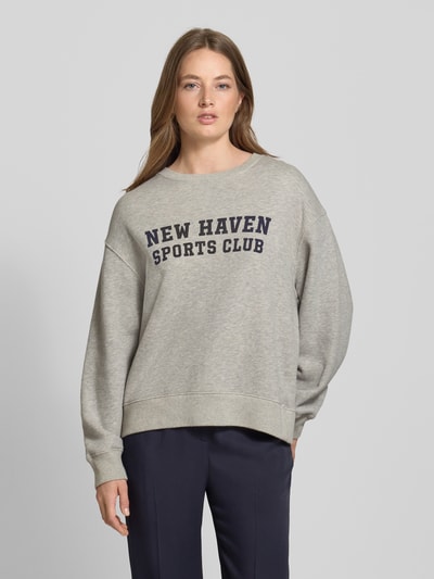 Gant Oversized Sweatshirt aus reiner Baumwolle mit Statement-Print Hellgrau 4