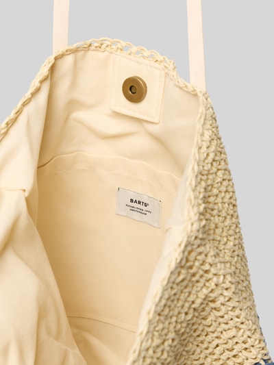 Productfoto, Shopper met Label-Detail Model 'Lazey' van Barts, beige gevlochten structuur, magneetsluiting, hoofdvak, detailopname, 35x39x8 cm, schouderriem 58 cm