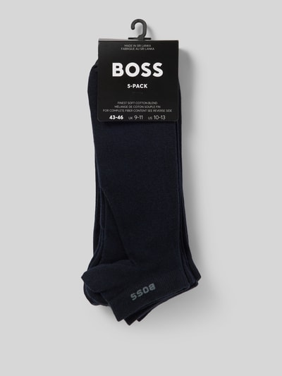 BOSS Sneakersokken met labeldetail in een set van 5 paar Marineblauw - 3