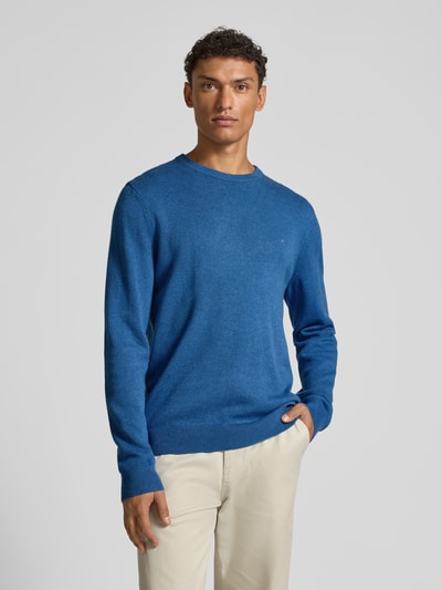Christian Berg Men Gebreide pullover met ribboorden Jeansblauw gemêleerd - 4