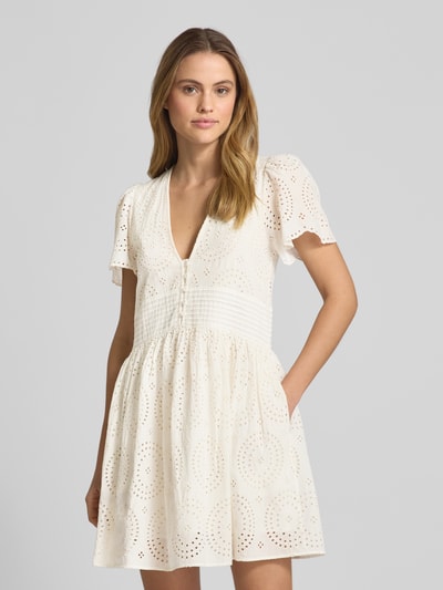 BOSS Orange Mini-jurk met broderie anglaise, model 'Debrody' Offwhite - 4