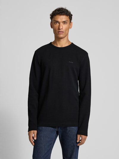 BOSS Orange Regular fit shirt met lange mouwen en wafelstructuur, model 'TEMPESTO' Zwart - 4