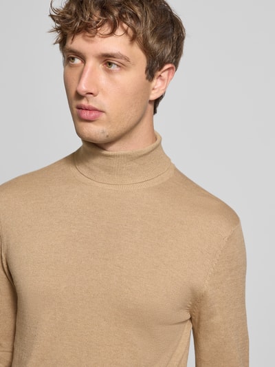 Blend Rollkragenpullover mit Label-Detail Modell 'BAGGE' Beige 3