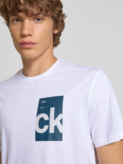 Calvin Klein Jeans T-Shirt mit Label-Print Weiss 3